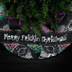 Skulls und Ombre Rose   Gothic Glam Pastel Grunge Polyester Weihnachtsbaumdecke