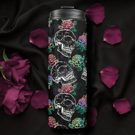 Skulls und Ombre Rose | Gothic Glam Pastel Grunge Thermosbecher
