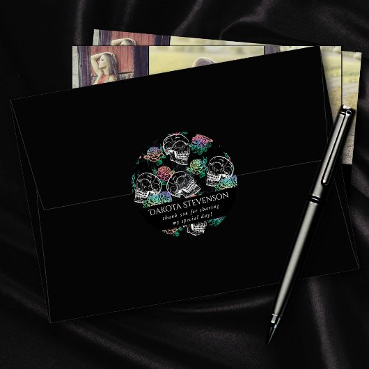 Skulls und Ombre Rose | Gothic Glam Vielen Dank Runder Aufkleber