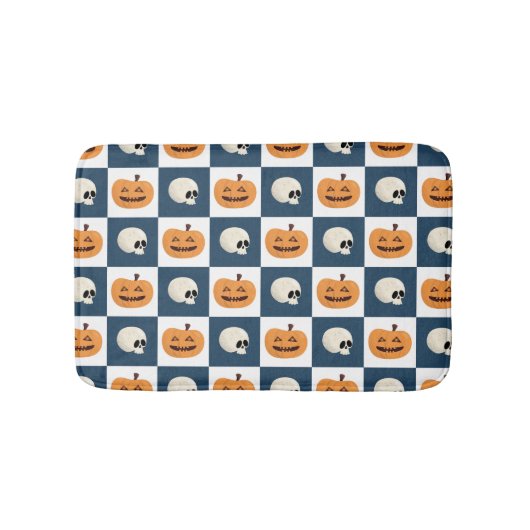 Skulls und Pumpkins Karos Badematte (Vorderseite)