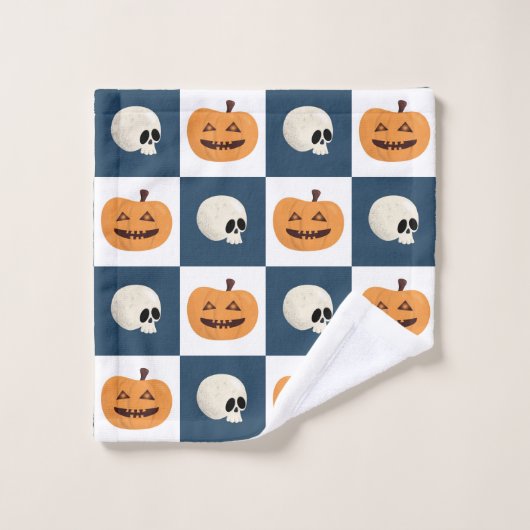 Skulls und Pumpkins Karos Badhandtuch Set (Waschlappen)