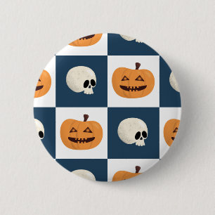 Skulls und Pumpkins Karos Button