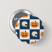 Skulls und Pumpkins Karos Button (Vorne & Hinten)