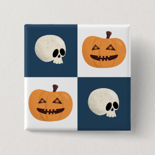 Skulls und Pumpkins Karos Button