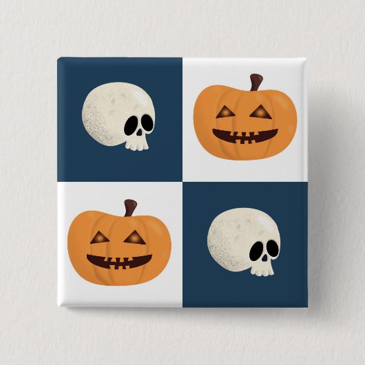 Skulls und Pumpkins Karos Button (Vorderseite)