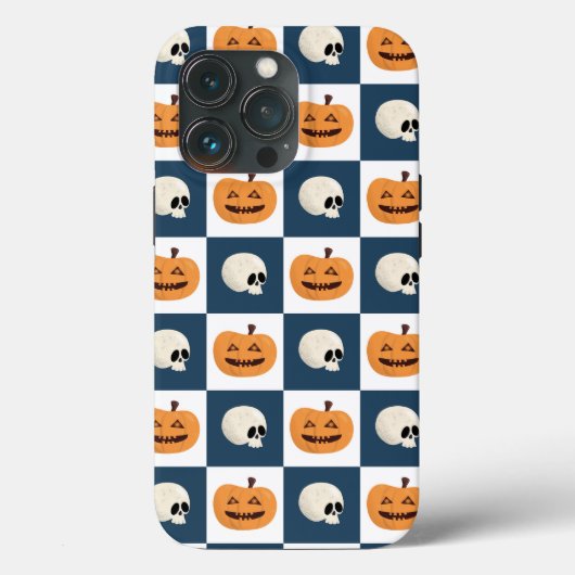 Skulls und Pumpkins Karos Case-Mate iPhone Hülle (Rückseite)