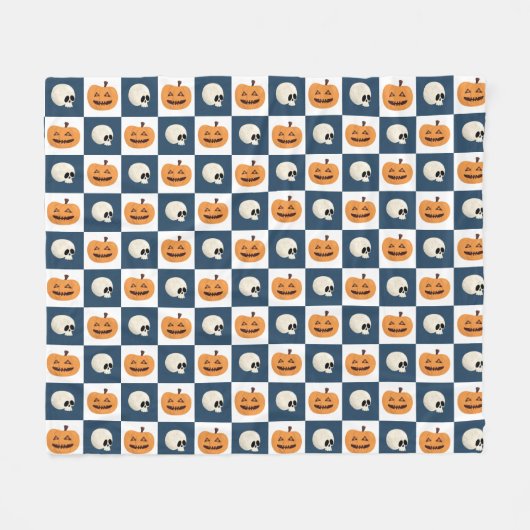 Skulls und Pumpkins Karos Fleecedecke (Vorderseite (Horizontal))