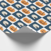 Skulls und Pumpkins Karos Geschenkpapier (Ecke)