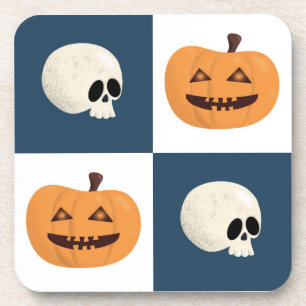 Skulls und Pumpkins Karos Getränkeuntersetzer