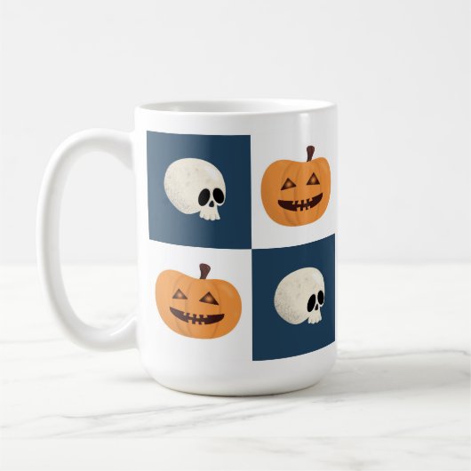 Skulls und Pumpkins Karos Kaffeetasse (Links)
