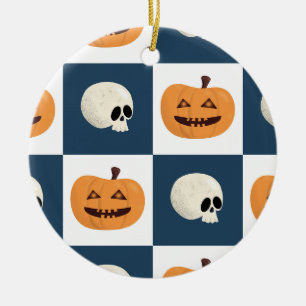 Skulls und Pumpkins Karos Keramik Ornament