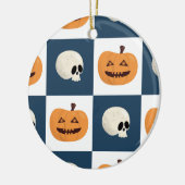 Skulls und Pumpkins Karos Keramik Ornament (Links)