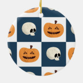 Skulls und Pumpkins Karos Keramik Ornament (Hinten)