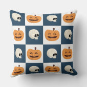 Skulls und Pumpkins Karos Kissen (Rückseite)