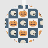 Skulls und Pumpkins Karos Ornament (Rückseite)