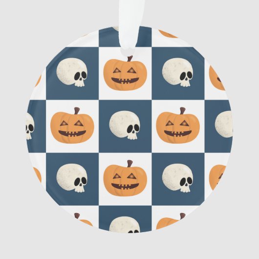 Skulls und Pumpkins Karos Ornament (Vorderseite)