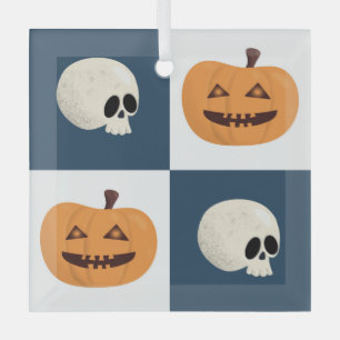 Skulls und Pumpkins Karos Ornament Aus Glas