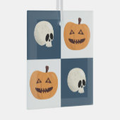 Skulls und Pumpkins Karos Ornament Aus Glas (Vorderseite Rechts)