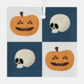 Skulls und Pumpkins Karos Ornament Aus Glas (Rückseite)