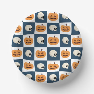 Skulls und Pumpkins Karos Pappteller