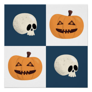 Skulls und Pumpkins Karos Poster