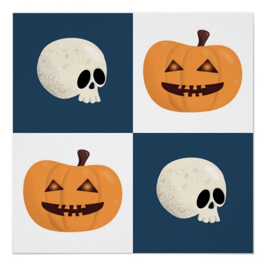 Skulls und Pumpkins Karos Poster (Vorderseite)