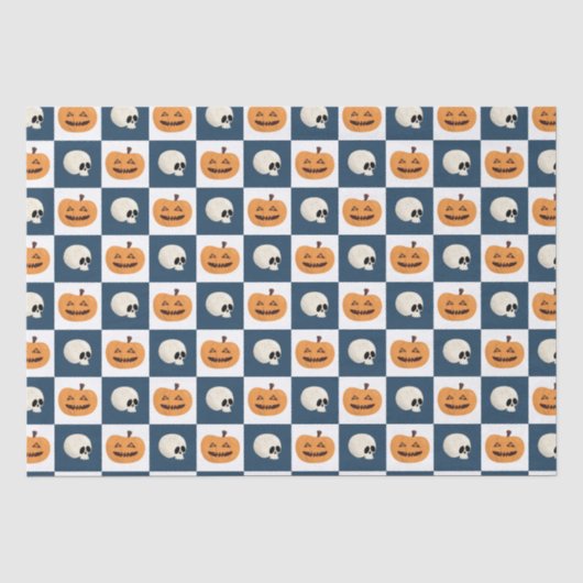 Skulls und Pumpkins Karos Seidenpapier (Vorderseite)