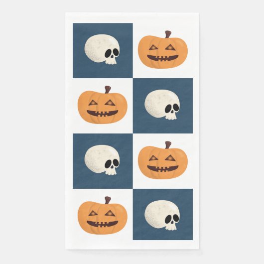 Skulls und Pumpkins Karos Serviette (Vorderseite)