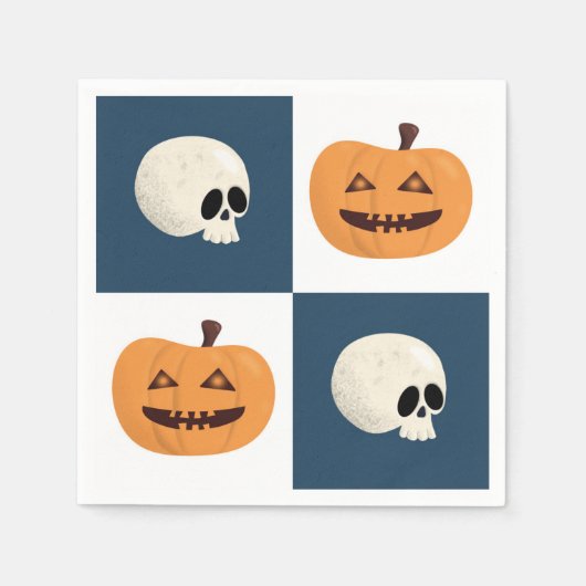 Skulls und Pumpkins Karos Serviette (Vorderseite)