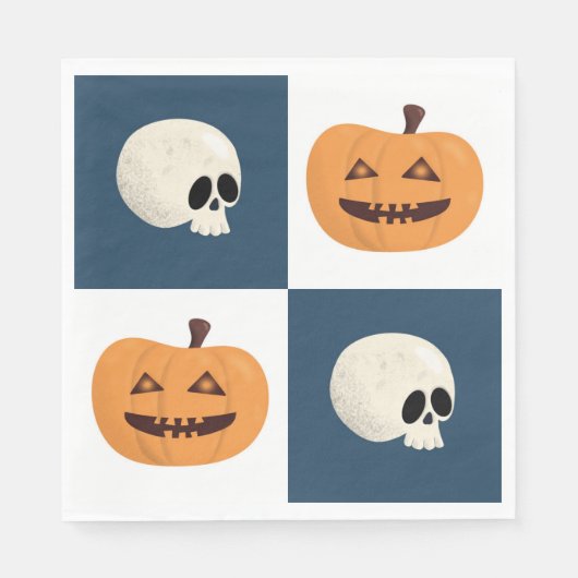 Skulls und Pumpkins Karos Serviette (Vorderseite)
