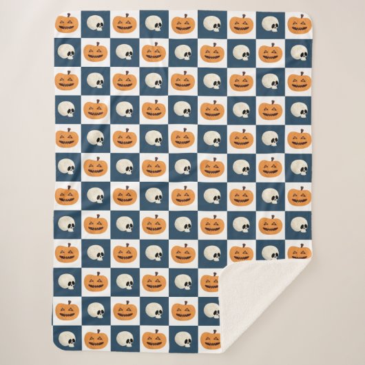 Skulls und Pumpkins Karos Sherpadecke (Vorderseite)
