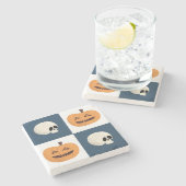 Skulls und Pumpkins Karos Steinuntersetzer (Seitenansicht)