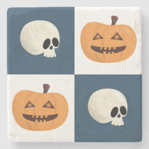 Skulls und Pumpkins Karos Steinuntersetzer
