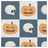 Skulls und Pumpkins Karos Stoff (Nahaufnahme)