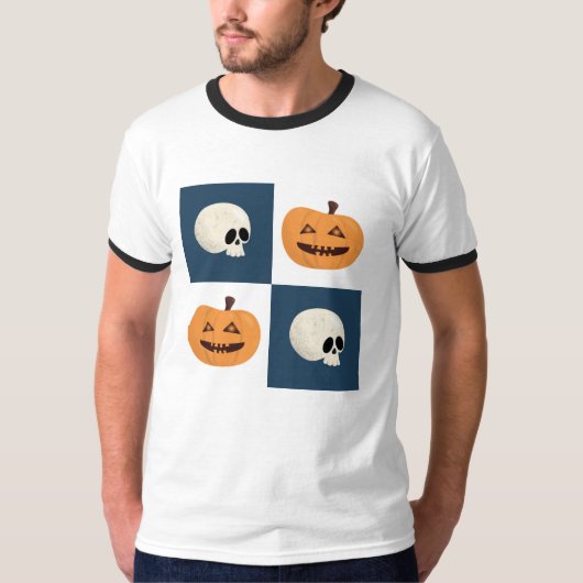 Skulls und Pumpkins Karos T-Shirt (Vorderseite)