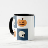 Skulls und Pumpkins Karos Tasse (Vorderseite Links)