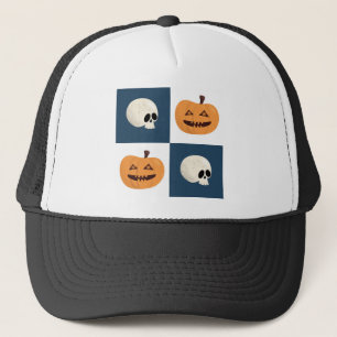 Skulls und Pumpkins Karos Truckerkappe