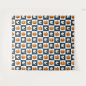 Skulls und Pumpkins Karos Wandteppich (Vorderseite (Horizontal))