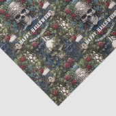 Skulls und Rose Blauer Blumengotik Halloween Seidenpapier (Detail)