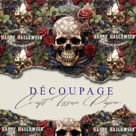 Skulls und Rose Blauer Blumengotik Halloween Seidenpapier