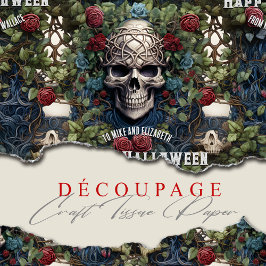 Skulls und Rose Blauer Blumengotik Halloween Seidenpapier