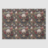 Skulls und Rose Blauer Blumengotik Seidenpapier (Vorderseite)