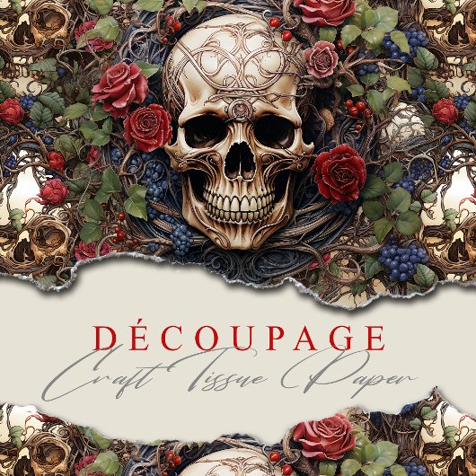 Skulls und Rose Blauer Blumengotik Seidenpapier