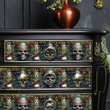 Skulls und Rose Blauer Blumengotik
