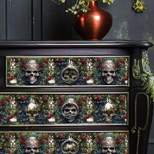 Skulls und Rose Blauer Blumengotik Seidenpapier