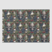 Skulls und Rose Blauer Blumengotik Seidenpapier (Vorderseite)