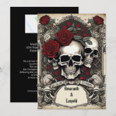 Skulls und Rose Gitter traditionelle gotische Hoch Einladung (Vorne/Hinten)