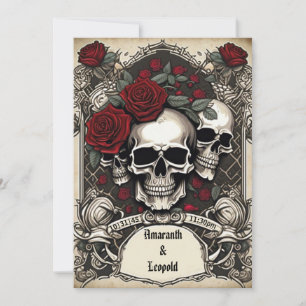 Skulls und Rose Gitter traditionelle gotische Hoch Einladung
