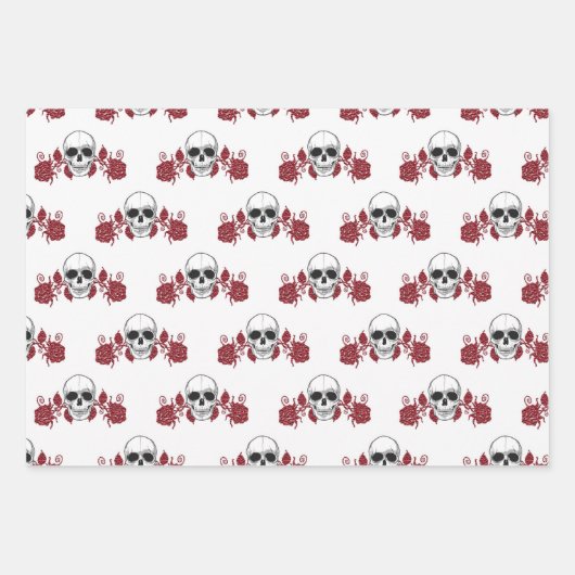 Skulls und Rose Gothic Wrapping Paper Geschenkpapier Set (Vorderseite 2)