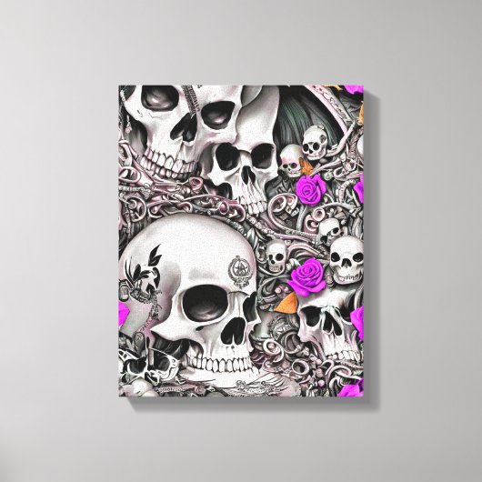 Skulls und Rose Leinwanddruck (Vorderseite)
